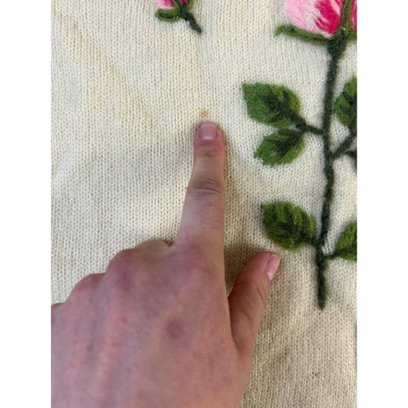 Vintage Wool Felted Yarn Country Floral Mini Micro Sweater Dress - Picture 7 of 11